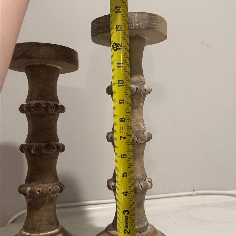 Wooden Banded Bead Pillar Candle Holders - Picture 4 of 5